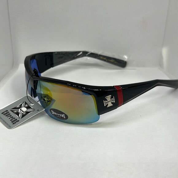 Choppers Semi Rimless Mirrored Biker Sunglasses - Picture 1 of 3